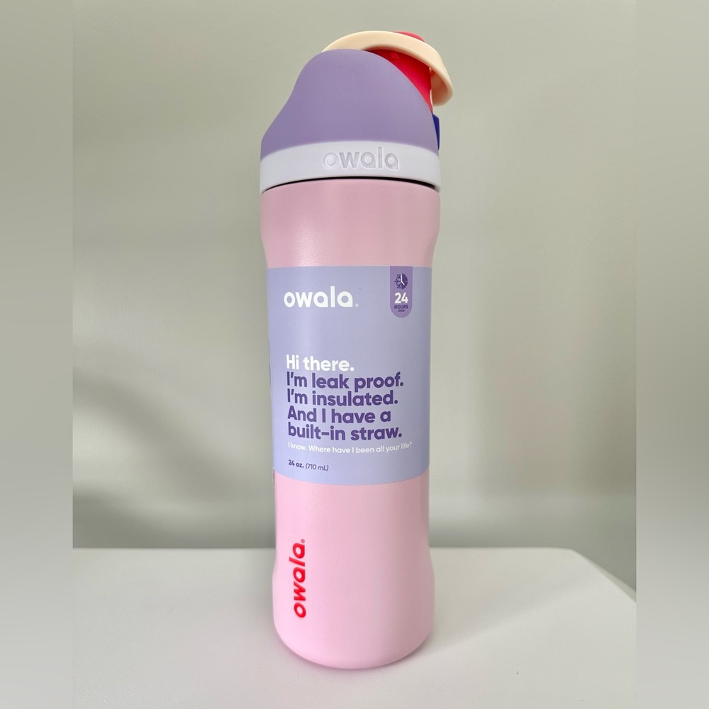 Owala FreeSip 24oz Stainless Steel Water Bottle Blossom Bunny NEW pink